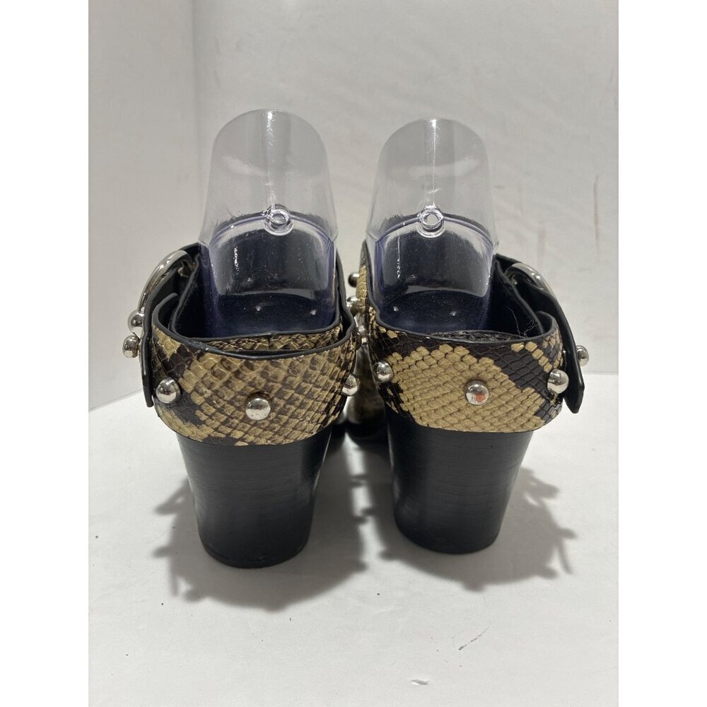 Rebecca Minkoff Shoes Womens Sallest Too studded Block Heel Mules snake size 8 - Picture 4 of 10